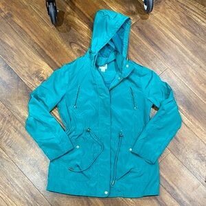 Everlast Teal Hooded Utility Rain Jacket Sport Coat Lightweight JacketSize M